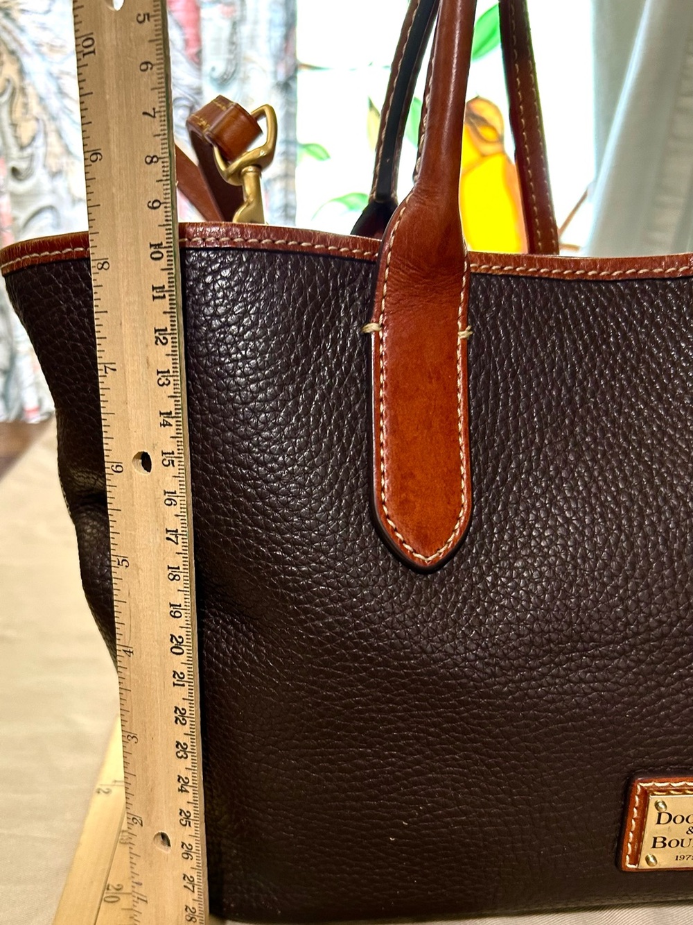 Dooney & Bourke Dark Brown Pebbled Leather Tote - Picture 9 of 12